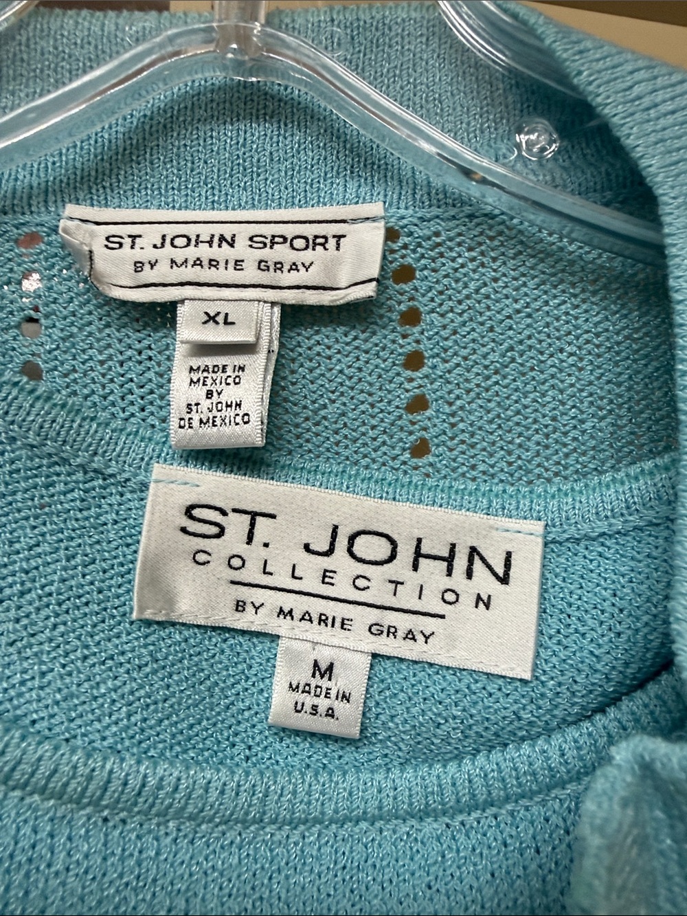 St. John Sport Aqua Blue Knit Pullover and Cardigan Set - Picture 3 of 8